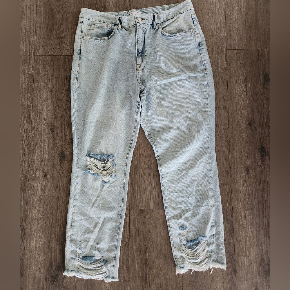 Good American Women's Jean Size 15 Light Distressed Raw Hem Ankle #GCCU859T